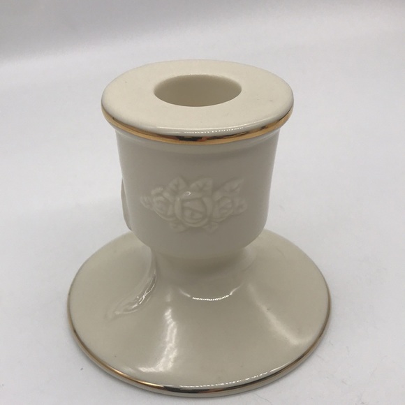 Vintage Lenox Candle Holder with Gold Rim/Embossed Roses - Picture 3 of 6